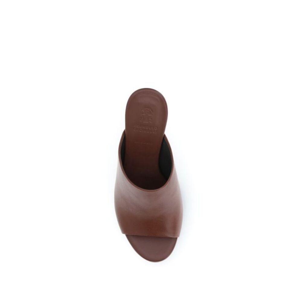 Brunello Cucinelli Brown Calf Leather Bos Taurus Women's Sandals - Picture 4 of 4